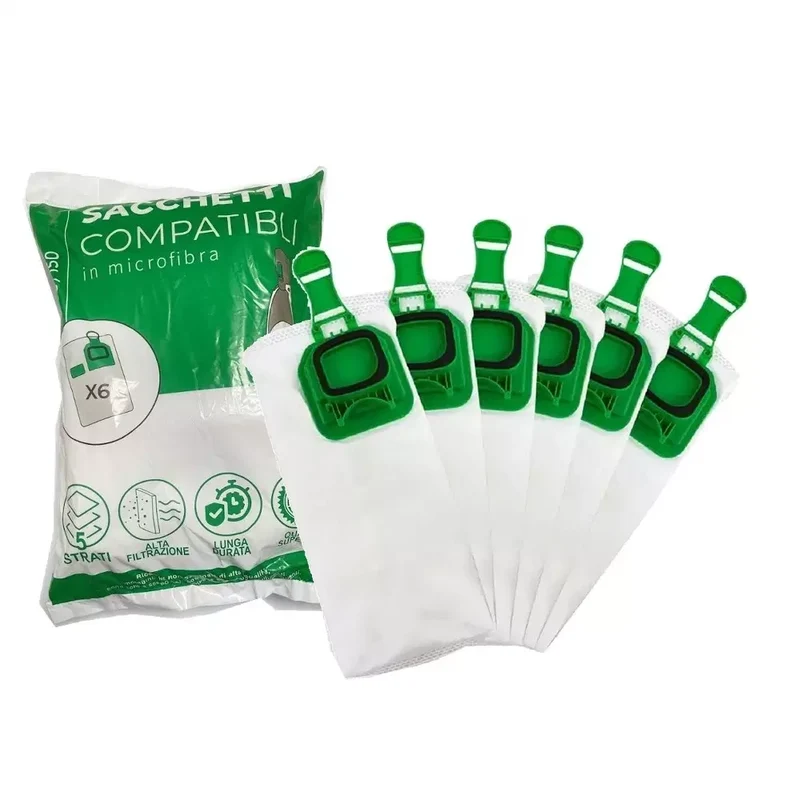 6 PEZZI CONFEZIONE IN BUSTA SACCHETTI PER ASPIRAPOLVERE VK140 VK150 COMPATIBILI - Vorwerk Compatibili