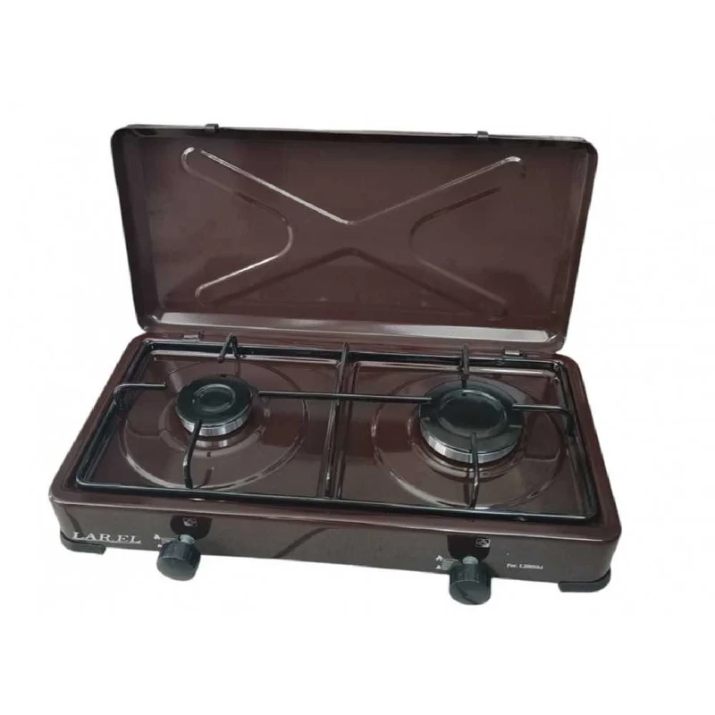 CUCININO FORNELLO 2 FUOCHI GAS MARRONE APPOGGIO CAMPEGGIO 47X34 - Larel