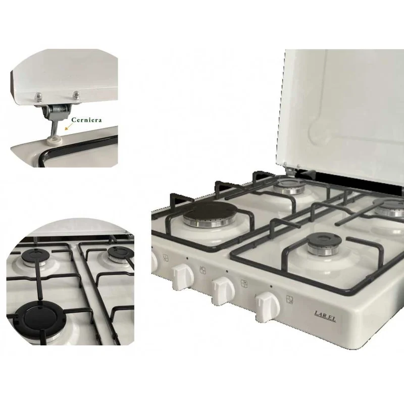FORNELLO CUCININO APPOGGIO 4 FUOCHI GAS GPL VALVOLATO SICURGAS PIEZO - Larel
