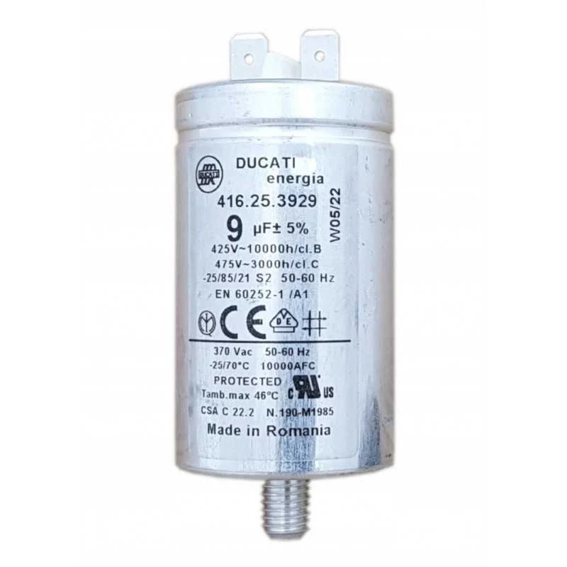 CONDENSATORE DUCATI 9MF 05 ASCIUGATRICE REX ELECTROLUX BEKO VITE DADO - Beko Arcelik