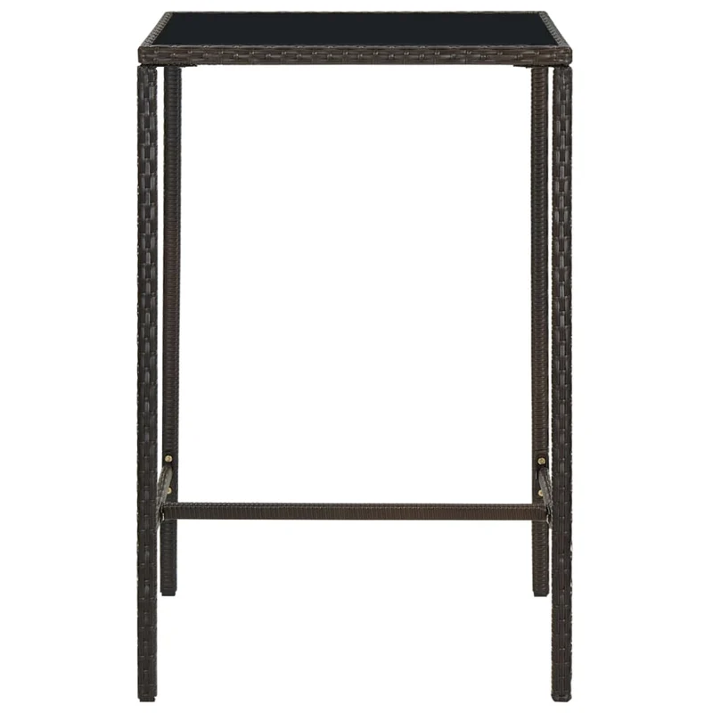 vidaXL Tavolo da Bar da Giardino Marrone 70x70x110 cm Polyrattan Vetro