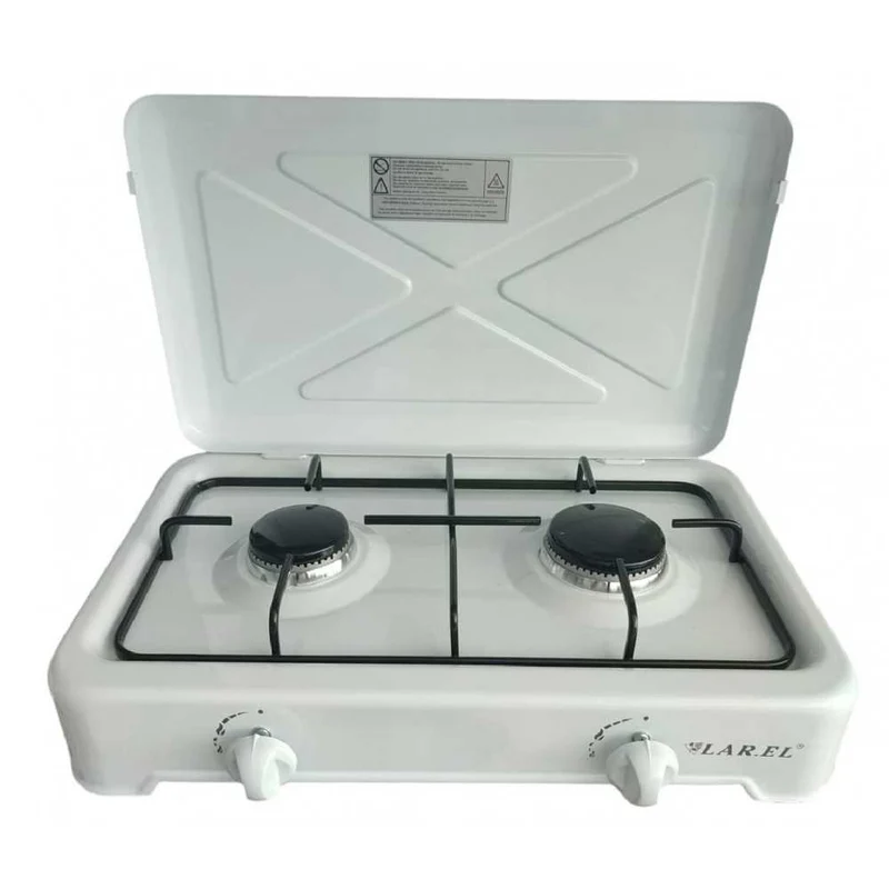 FORNELLO CUCININO 2 FUOCHI FORNELLI DA APPOGGIO CAMPING BIANCO LAREL GAS GPL - Larel