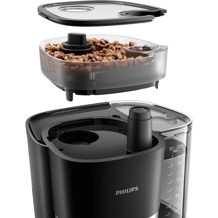 Caffettiera a filtro con macinacaffè integrato - PHILIPS - HD7888/01 - Fino a 10 tazze - 1,25 L - Nero / Argento