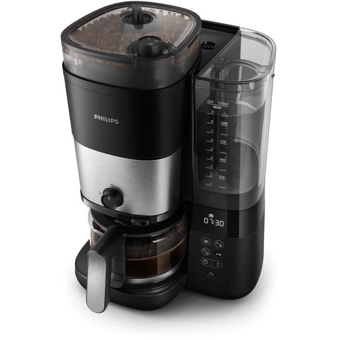 Caffettiera a filtro con macinacaffè integrato - PHILIPS - HD7888/01 - Fino a 10 tazze - 1,25 L - Nero / Argento