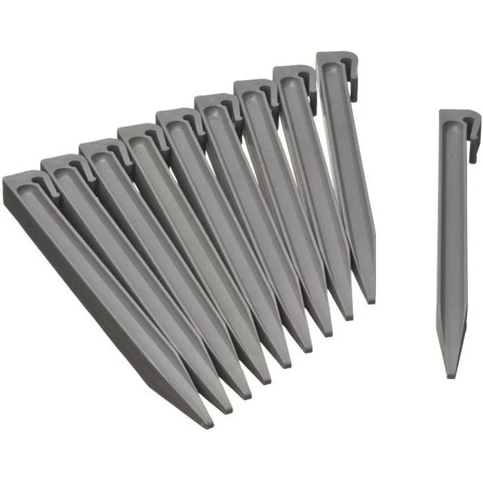 NATURE Bustina da 10 ancore per bordo giardino in polipropilene - H 26,7 x 1,9 x 1,8 cm - Grigio