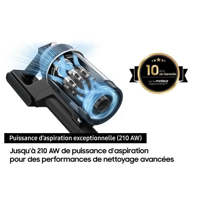 SAMSUNG Bespoke Jet Plus Pet VS20B95823W - Aspirapolvere + Clean Station 2.0 - 580 W - 210 AW