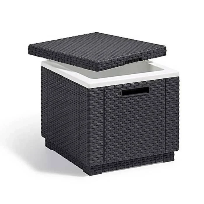 Tavolino da salotto in resina intrecciata ALLIBERT - Grigio