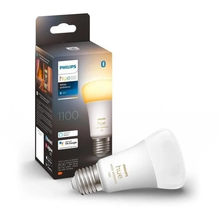 PHILIPS Hue White Ambiance - Lampadina LED connessa E27 - 9,5W Equivalente 75W - Compatibile Bluetooth
