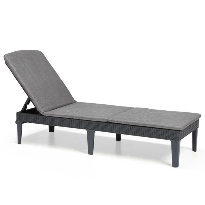 Lettino da sole ALLIBERT JAIPUR - imitazione resina intrecciata - grigio