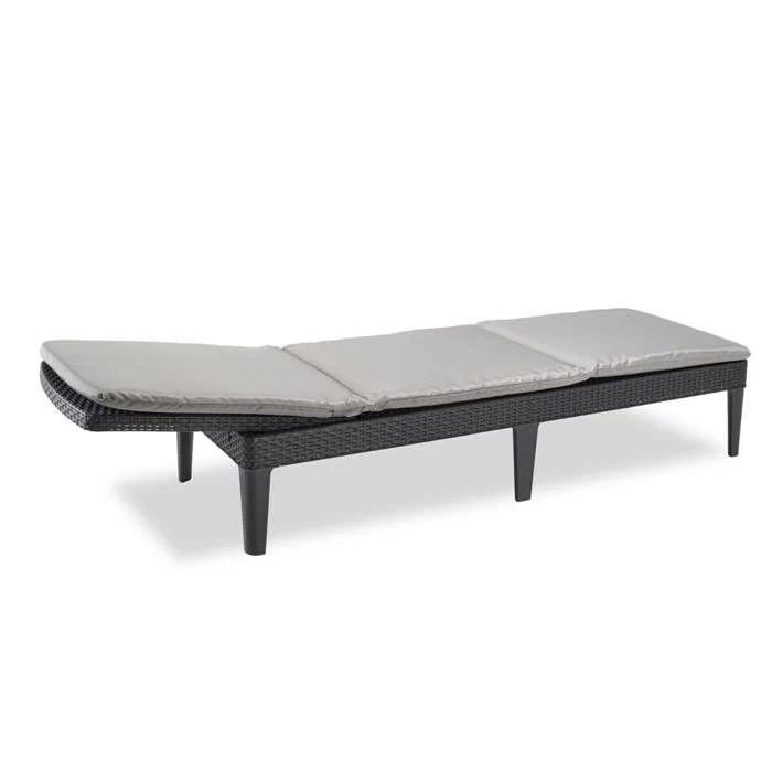Lettino da sole ALLIBERT JAIPUR - imitazione resina intrecciata - grigio
