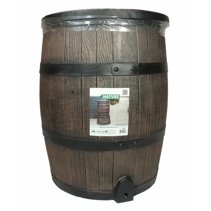 Raccoglitore d'acqua a forma di botte - NATURE - In PE rotostampato - 120 litri - Include accessori