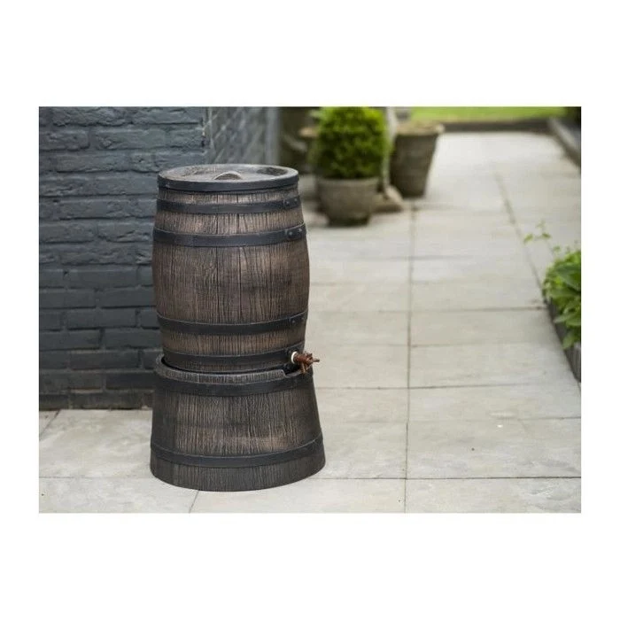 Raccoglitore d'acqua a forma di botte - NATURE - In PE rotostampato - 120 litri - Include accessori