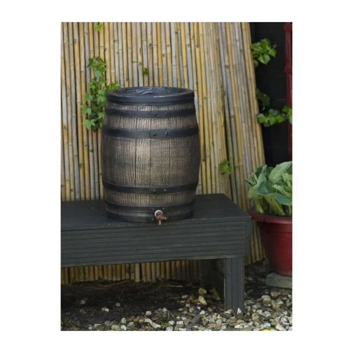 Raccoglitore d'acqua a forma di botte - NATURE - In PE rotostampato - 120 litri - Include accessori