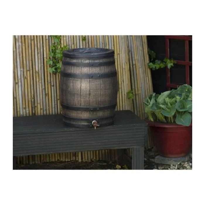 Raccoglitore d'acqua a forma di botte - NATURE - In PE rotostampato - 120 litri - Include accessori