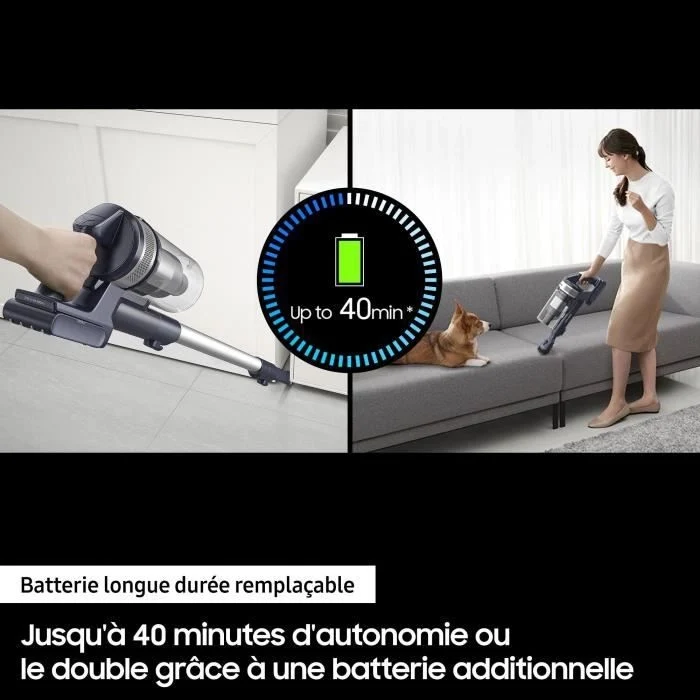 SAMSUNG VS15A6031R4 - Aspirapolvere elettrico 150 AW - Aspirazione multiciclonica JET 60 - Filtrazione HEPA - Autonomia 40min