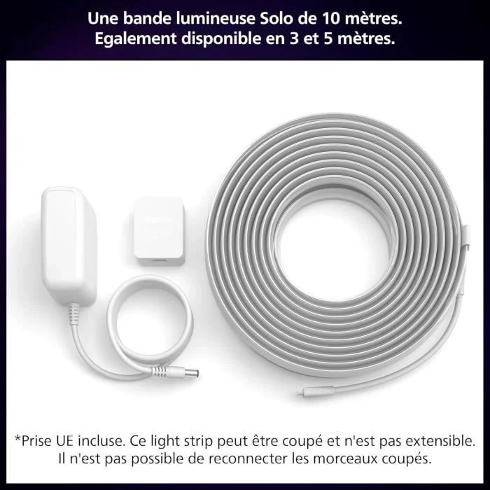 Striscia LED Philips Hue da 10 m con controllo del colore e della luminosità.