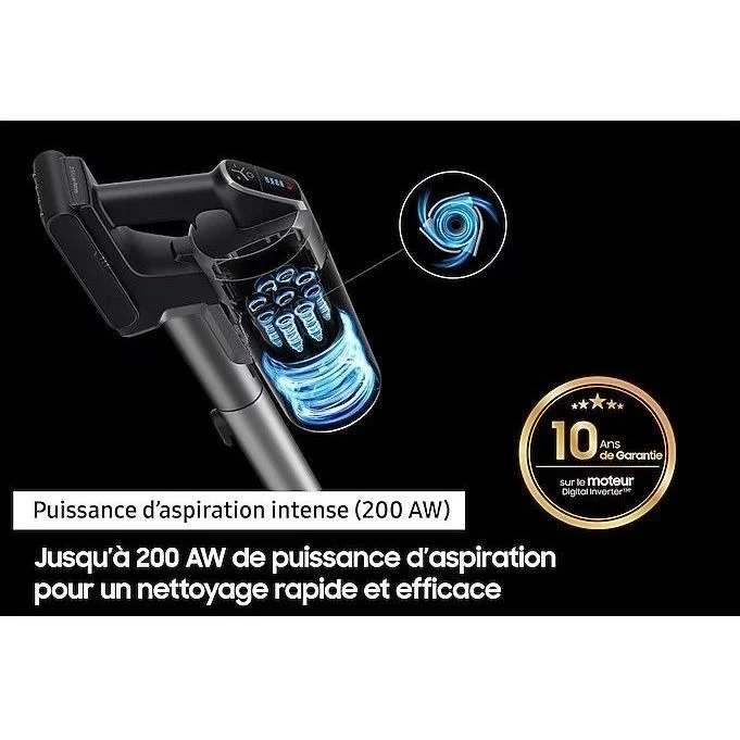 SAMSUNG Jet 75E Turbo VS20B75B1R4 - Aspirapolvere Scopa - Potenza 200 AW - 60 minuti di autonomia - Stazione di ricarica 2 in 1