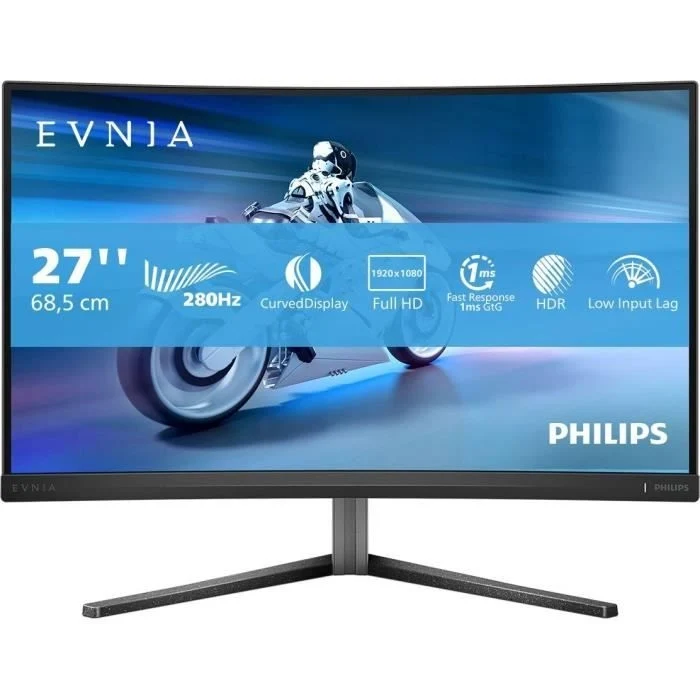 Schermo PC - PHILIPS - Evnia 27M2C5200W - 27 FHD - Pannello curvo Fast VA - 280Hz - 0,3ms - HDMI/DP - Nero