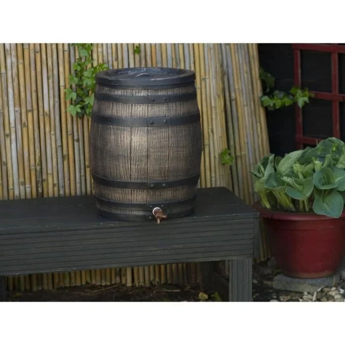 Raccoglitore d'acqua a forma di botte - NATURE - PE rotostampato - 50 litri - Accessori inclusi