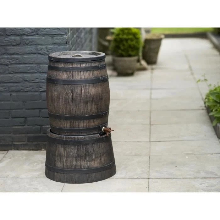 Raccoglitore d'acqua a forma di botte - NATURE - PE rotostampato - 50 litri - Accessori inclusi