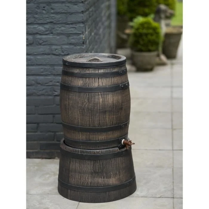 Raccoglitore d'acqua a forma di botte - NATURE - PE rotostampato - 50 litri - Accessori inclusi
