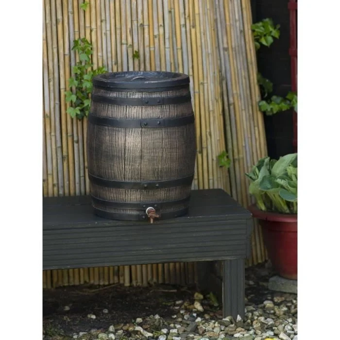 Raccoglitore d'acqua a forma di botte - NATURE - PE rotostampato - 50 litri - Accessori inclusi