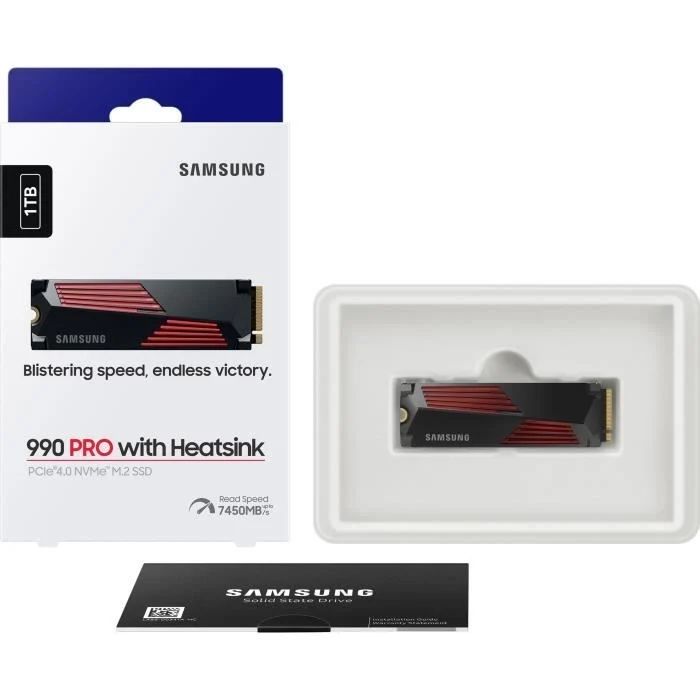 SAMSUNG - 990 PRO - SSD interno - 1 TB - Con dissipatore di calore - PCIe 4.0 - NVMe 2.0 - M2 2280 - Fino a 7450 MB/s (MZ-V9P1T0GW)