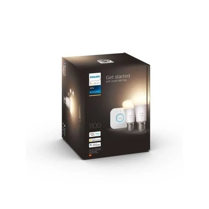 PHILIPS Hue White - Lampadina LED Smart Starter kit - 9,5W - E27 - Confezione da 2