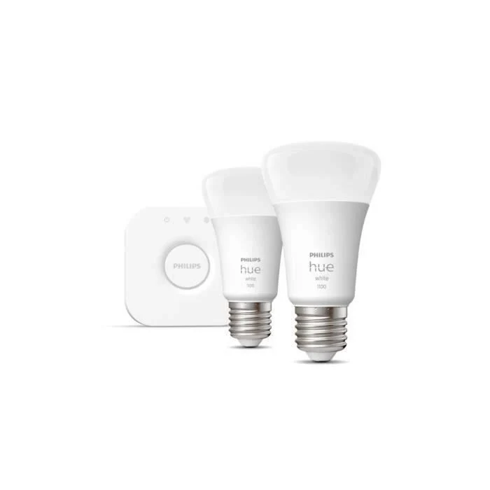 PHILIPS Hue White - Lampadina LED Smart Starter kit - 9,5W - E27 - Confezione da 2