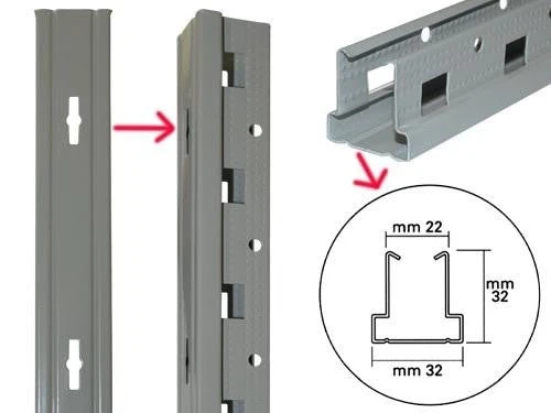 MONTANTI LB1 PER SCAFFALATURE A GANCIO H 250 MONTANTE ANGOLARE SCAFFALI