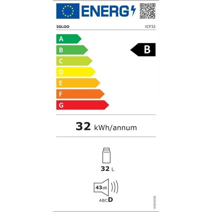 Frigorifero elettrico - IGLOO - 240 V - Blu - 31 L