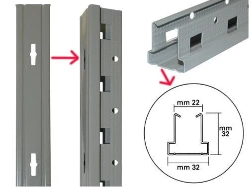 MONTANTI LB1 PER SCAFFALATURE A GANCIO H 300 MONTANTE ANGOLARE SCAFFALI