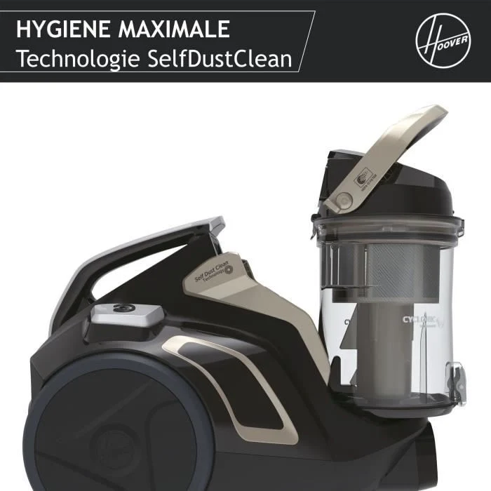 Aspirapolvere a bidone senza sacco - HOOVER - HP720PET - 850 W - 68 dBA - Cassetta 2 L - Speciale per parquet e animali