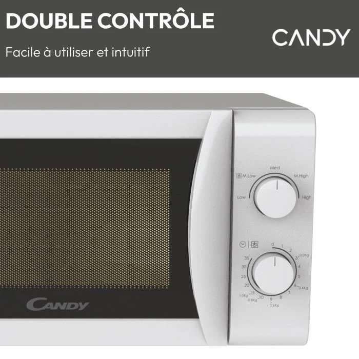 CMW20SMW Microonde Mono CANDY Idea - 20 L - MO: 700 W - UI meccanico - 5 livelli di potenza - Bianco