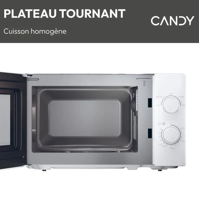 CMW20SMW Microonde Mono CANDY Idea - 20 L - MO: 700 W - UI meccanico - 5 livelli di potenza - Bianco